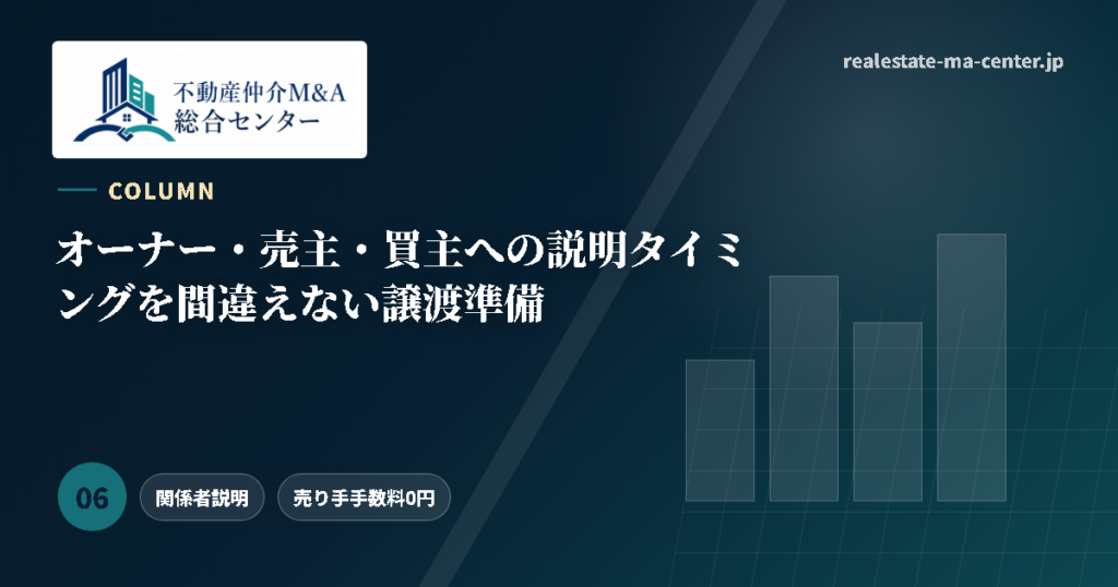 オーナー・売主・買主への説明タイミングを間違えない譲渡準備 アイキャッチ